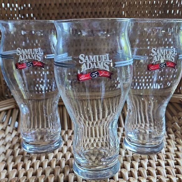 25th Silver Anniversary Samuel Adams Beer Glasses Set Of 3 - Picture 2 of 5